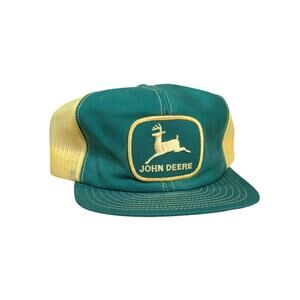 Vintage John Deere Trucker Hat Mesh Snapback Louisville Mfg USA Farm Cap 70s 80s